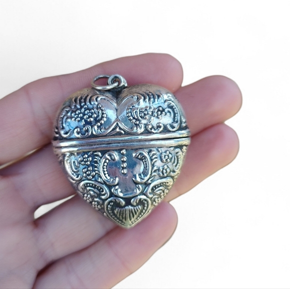 Vintage Jewelry - Huge Vintage Sterling Heart Locket? Pendant